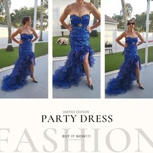 Strapless blue sequences FIESTA mermaid dress